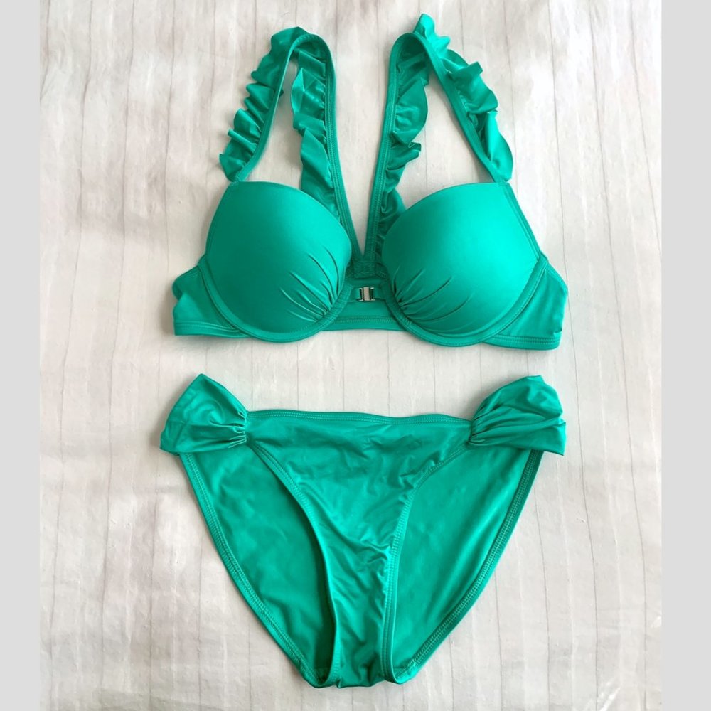 Aerie Seafoam Green Ruffle Bikini Set
